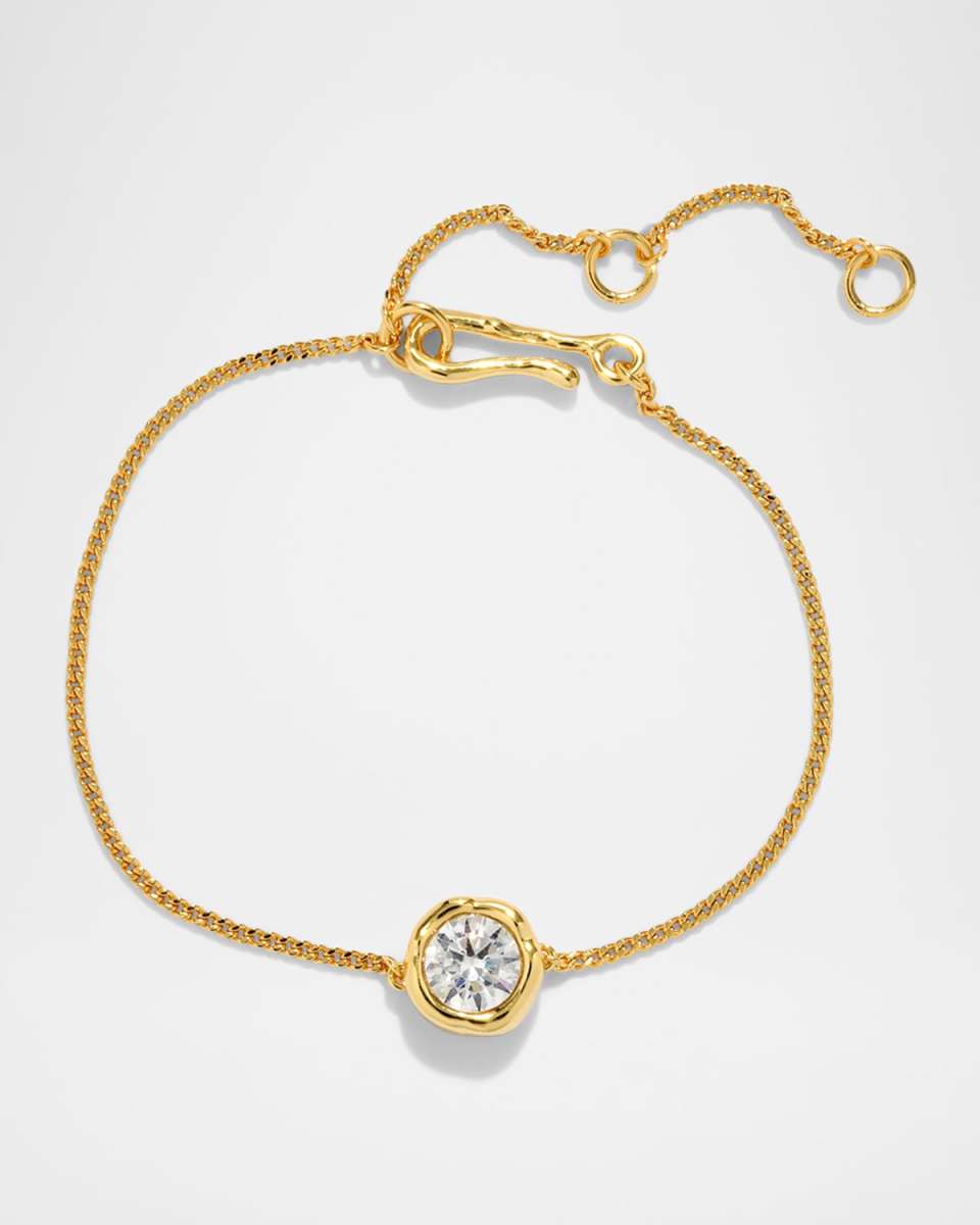 Asterales Gold Solitaire CZ Chain Bracelet